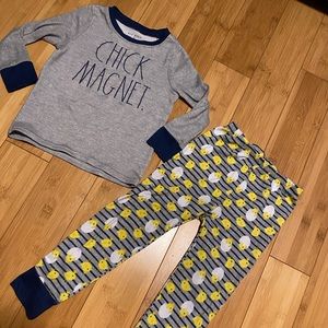 Rae Dunn pajamas 2 PCs long sleeve top and pants. Cozy soft. Sz 5. Snug fit pj.